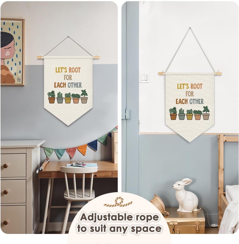 Wheatwin Boho Classroom Decor, Let's Root for Each Other Motivational Plant Classroom Wall Hanging Pennant Flag Banner, Plant Themed Wall Decor for Kids Toddler Room Bedroom Homeschool 15x11 Inch - Image 5